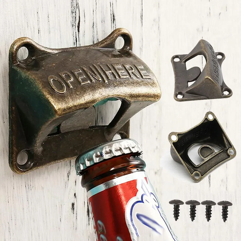 

Kitchen Gadgets Bottle Opener Wall Mounted Vintage Alloy Hanging Open Beer Tools Bar Accessories Wine Bottle Opener For kitchen