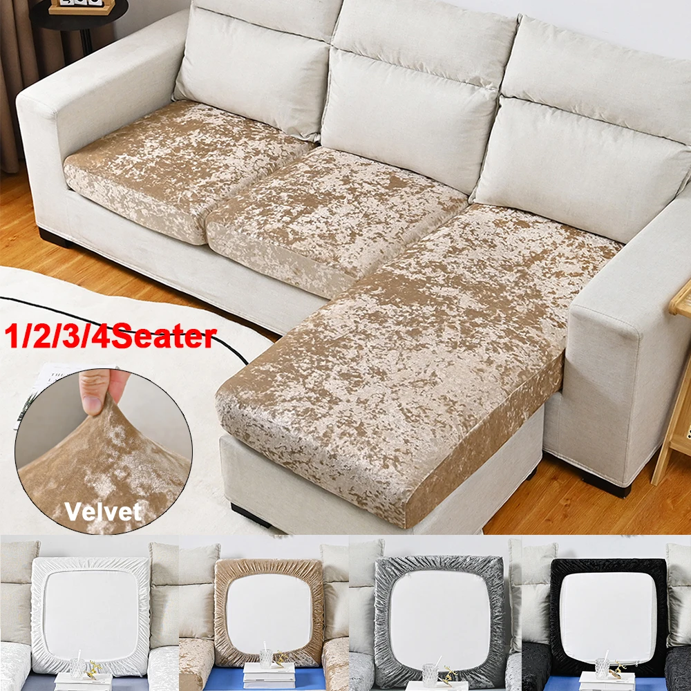 1/2/3/4Seater Crushed Velvet Sofa Seat Covers Elastic Plush Sofa