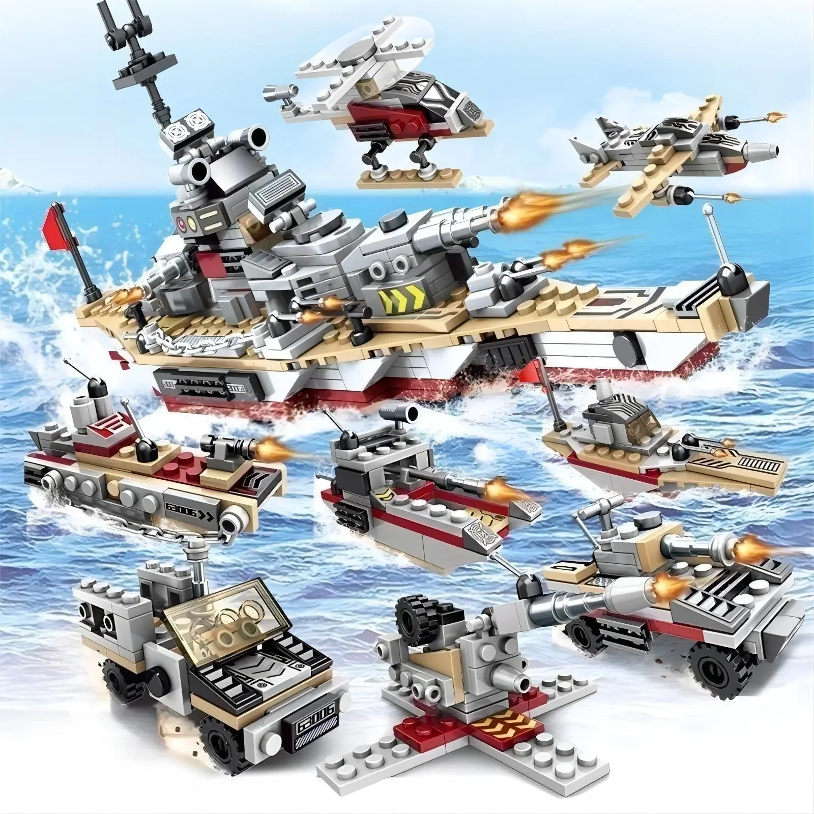 Navy War Chariot Ship Army Boat Plane Model Warships Building Blocks Construction Set for Boys Bricks Toys Christmas Gifts building block toy building block toys building block kits
