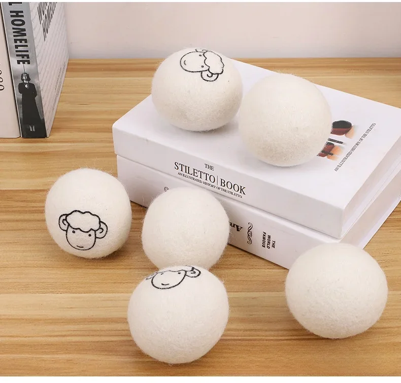 Reusable Wool Dryer Balls Clothes Softener Laundry Fleece Dryer Ball Kit 6Pcs 3/4/5/6/7cm