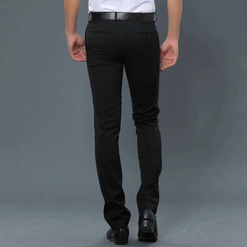 Spring and Autumn Men\'s High Waist Button Zipper Solid Pocket Straight Suit Trousers Fashion Casual Office Lady Formal Pants