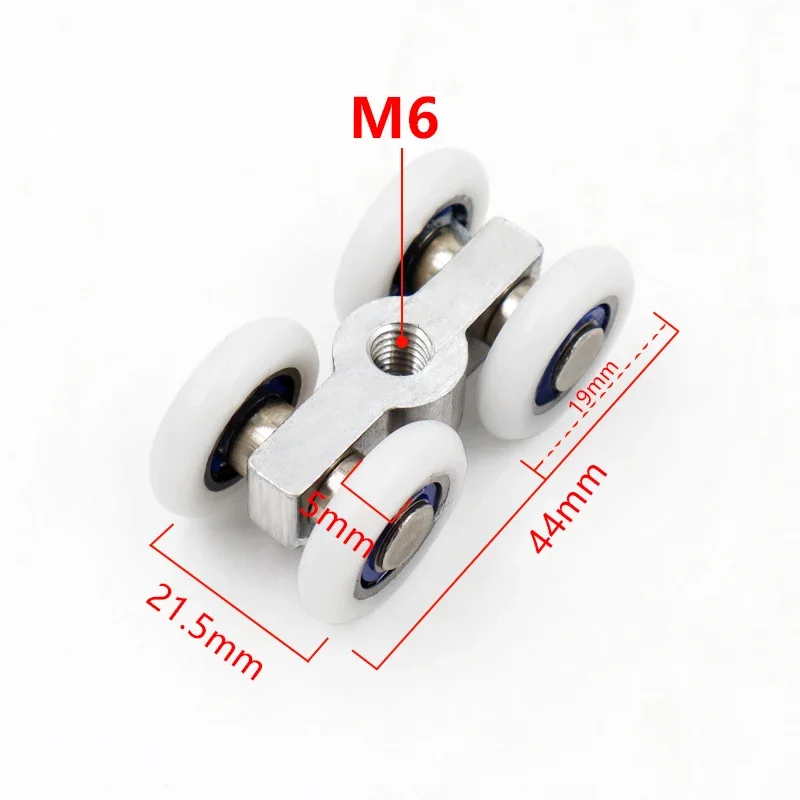 샤워 유리실 슬라이딩 도어 피팅 걸이 풀리 휠, 작은 너비 21.5mm, 4 개의 롤러 휠 풀리, 10 개/몫