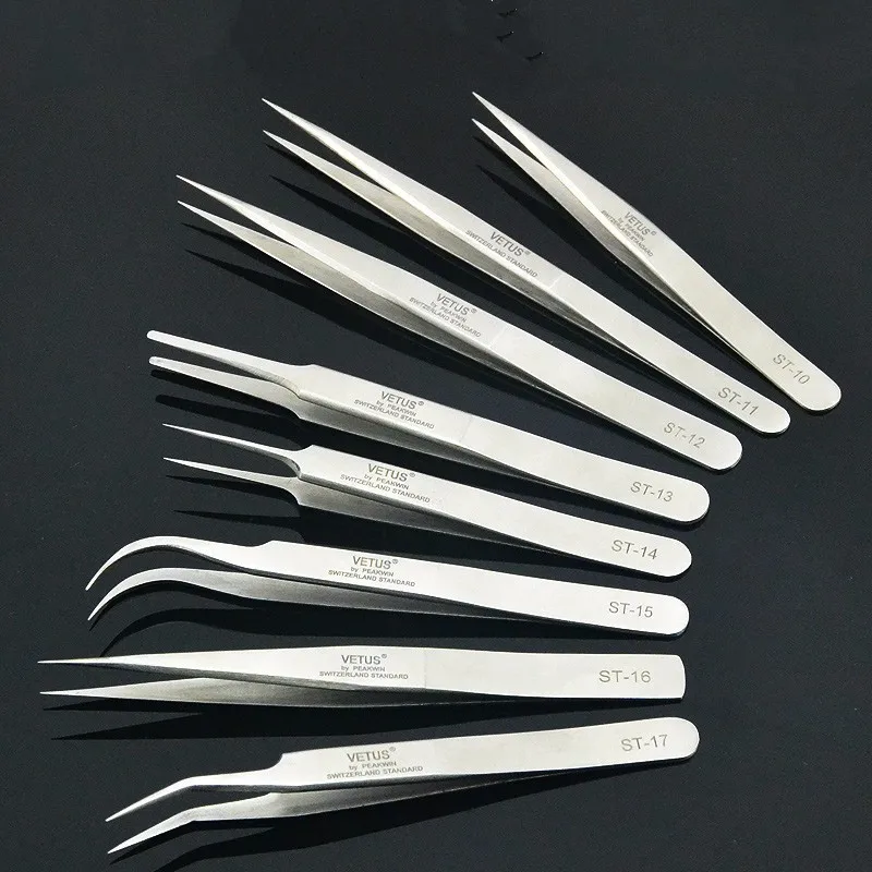 Vetus Stainless Steel Antistatic Eyelash Tweezers