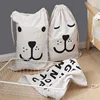 Large Cotton and Linen Laundry Bag Clothes Toys Storage Bag Printing Fabric Drawstring Duffle Bag Dirty Clothes Organizer Bags 6