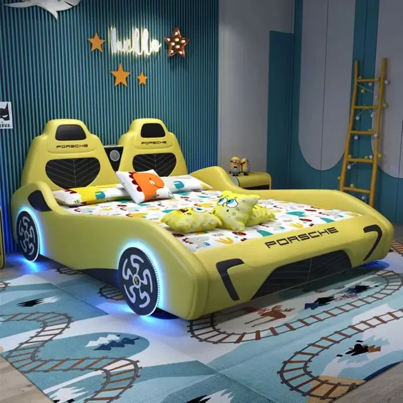 Design Boys Luxury Double Bed Mattress Set Lights Modern Loft Children Bed Baby Girls Camas De Dormitorio Furniture For Bedroom