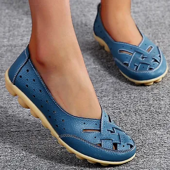 Scarpe da donna Scarpe basse in morbida pelle da donna Slip On Casual Zapatos De Mujer Mocassini da donna comodi Scarpe basse eleganti bianche 1