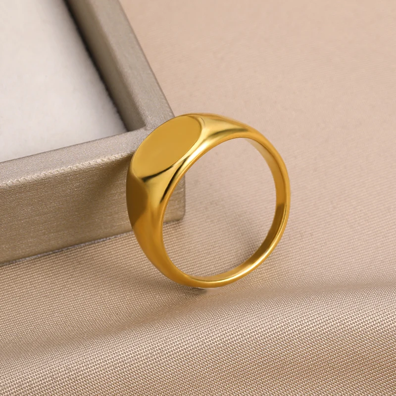 Stainless Steel Mens Ring Cool Punk Simple Square Vintage Jewelry Gold color For Men Bar Party Accessories Finger Rings BFF finger ring stainless steel ring jewelry accessories gold color ring gold color rings