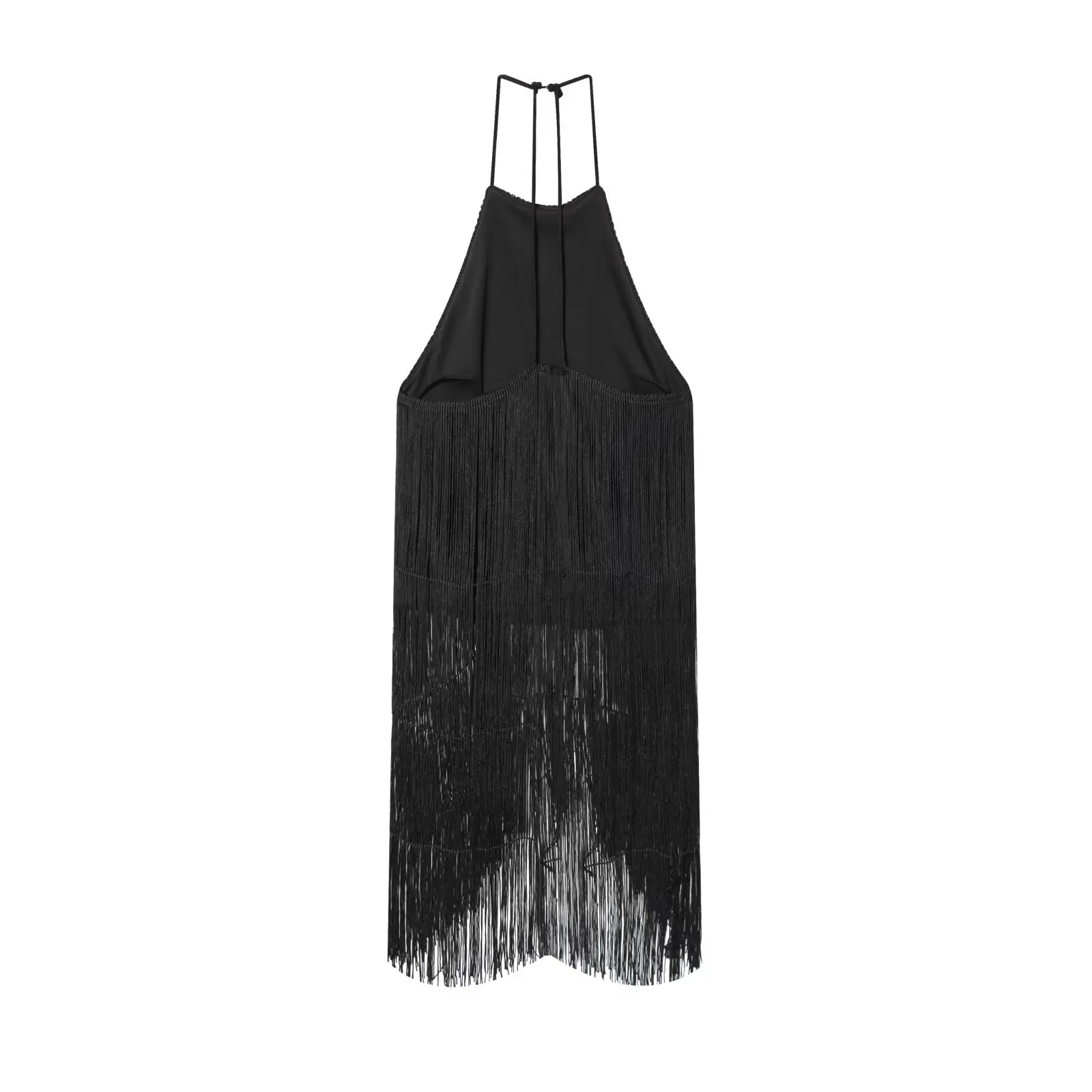 Black Velvet Tassel Halter Tops For Women Office Commute Elegant Chic Tank Top Personality Backless Sexy Party Top