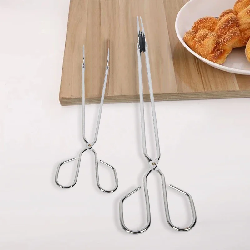 Food Tongs BBQ Stainless Steel Scissors Grilled Food Clip