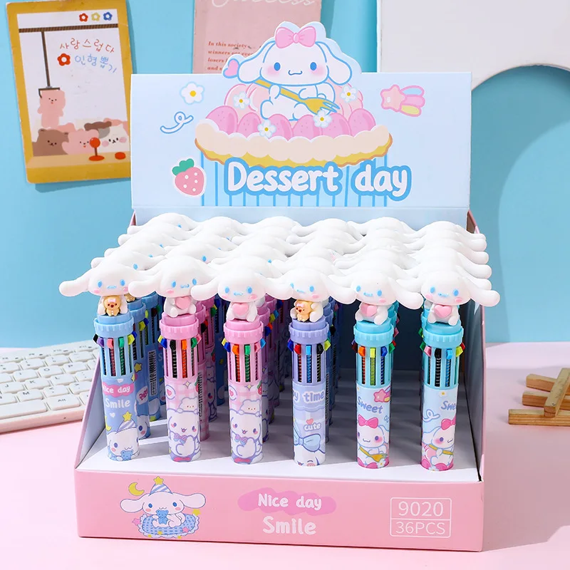 

36 шт./коробка, разноцветные шариковые ручки Sanrio, 10 цветов