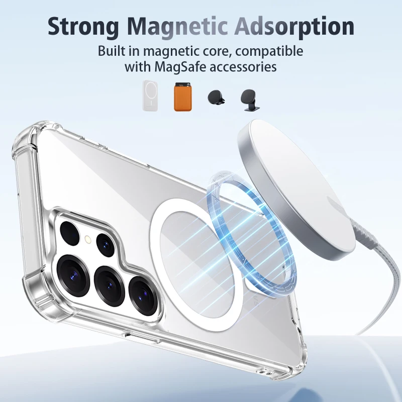Magsafe Magnetic Four-Corner Anti-fall Transparent Phone Case - Durable Protection with Sleek Design