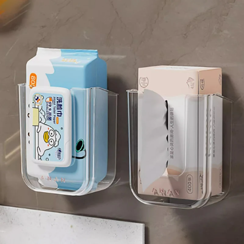Wall Mounted Wipe Tissue Organiser Box Wet Wipe Box Self-Adhesive Paper Towel Dispenser For Kitchen Bathroom