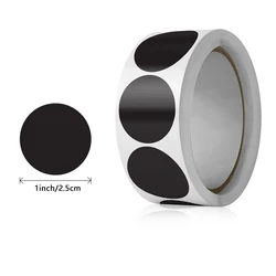 Round Heart Handmade Stickers - 1 - inch Black, White, and Pink Paper Decorations for Scrapbooking and Gifts (Round - Black)