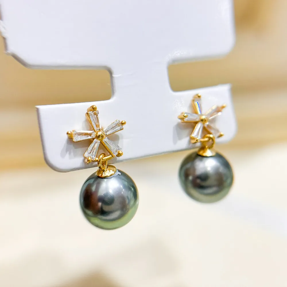 

DIY Pearl Accessories S925 Pure Silver Ear Studs with Empty Support, Gold Silver Earrings Fit 8-13mm Round E389