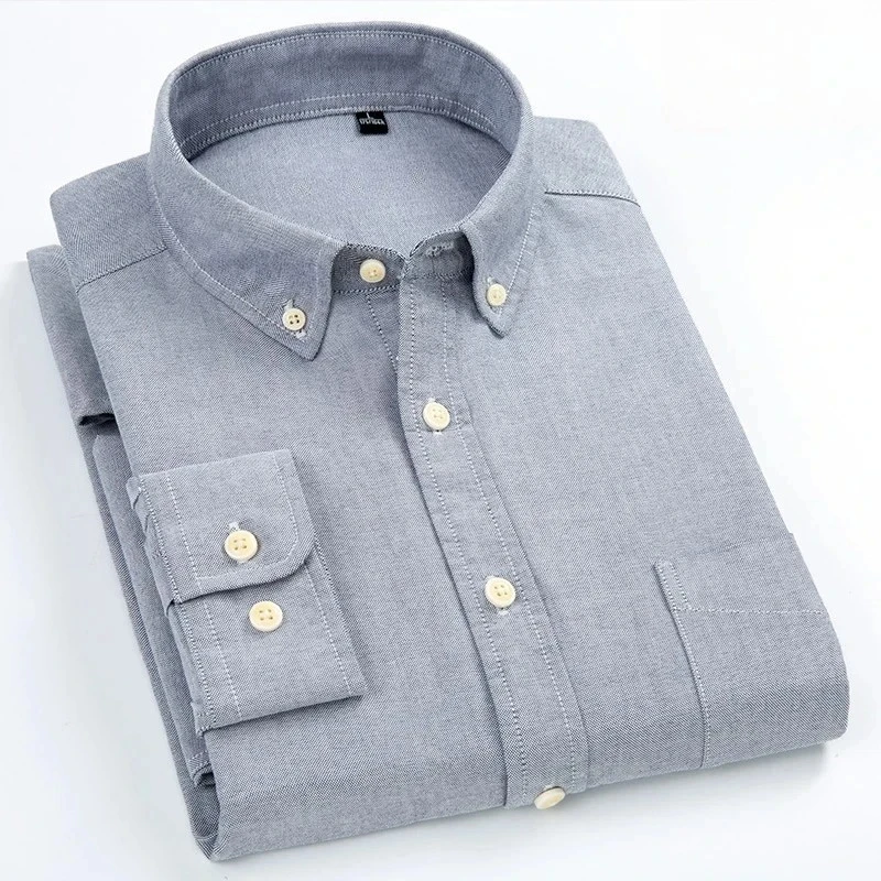 100% cotton oxford long-sleeve shirts men soft single pocket casual tops fashion striped elegant clothes Cotton Shirt Long Sleeve Shirt Men Casual Shirt