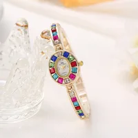 2025 New Rainbow Rhinestone Watch Women Fashion Luxury Gift Quartz Wristwatch Ladies Bracelet Watches Dropshipping Reloj Mujer 1