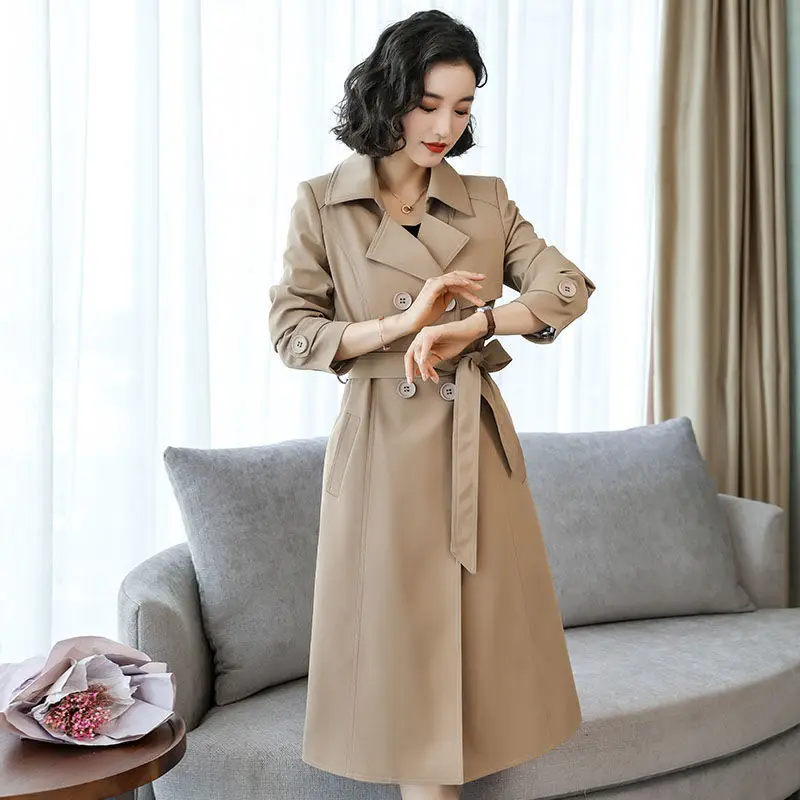 

Trench Coat for Woomen Autumn Winter Coats Jackets Korean Fashion Long Top Belt Grace High Quality New Cheap Wholesale