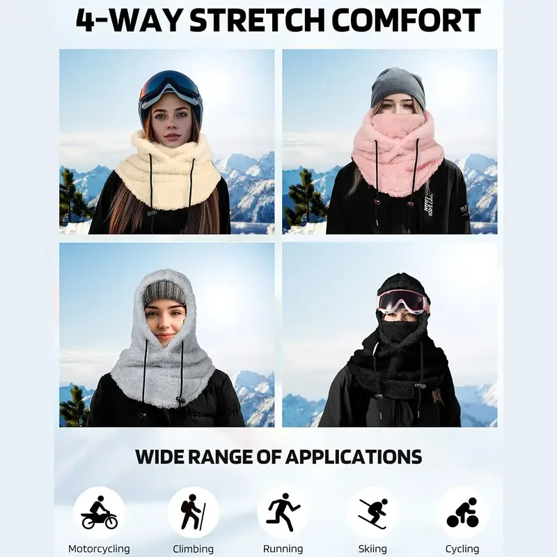 Winter Balaclava Ski Mask Warm Windproof Thickened Polar Fleece Neck Warmer Adjustable Thermal Anti-Cold Cycling Full Cover Mask