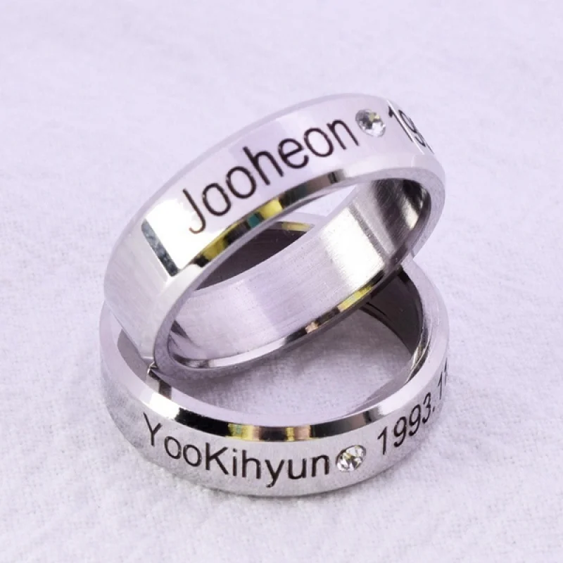 KPOP Monsta X Ring Necklace Shownu WONHO Joohoney Kihyun I.M Hyungwon Member Name Rings Chains  Rings Necklace Jewelry YooKihyun 2