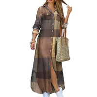 Robes pour femmes 2026 : Nouvelle mode, robe longue sexy à simple boutonnage, col à revers ample, printemps-automne, vêtements pour femmes, vestidos 4