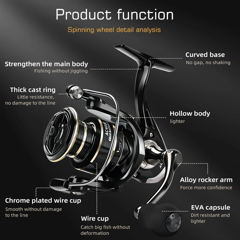 Spinning Fishing Reels Max Drag 8KG for Fishing AC3000 4000 5000 Reel Metal Spool Handle Sea Jig Carp Fishing Coil Wheel