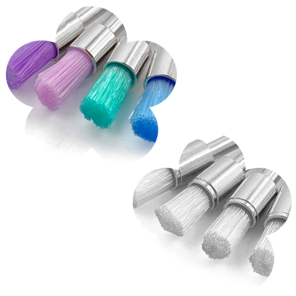 100 stücke Dental Nylon Polieren Pinsel Schüssel Form Bunte Dental Prophy Pinsel Prophylaxe Pinsel Für Contra-Winkel Handstück – Detail 1