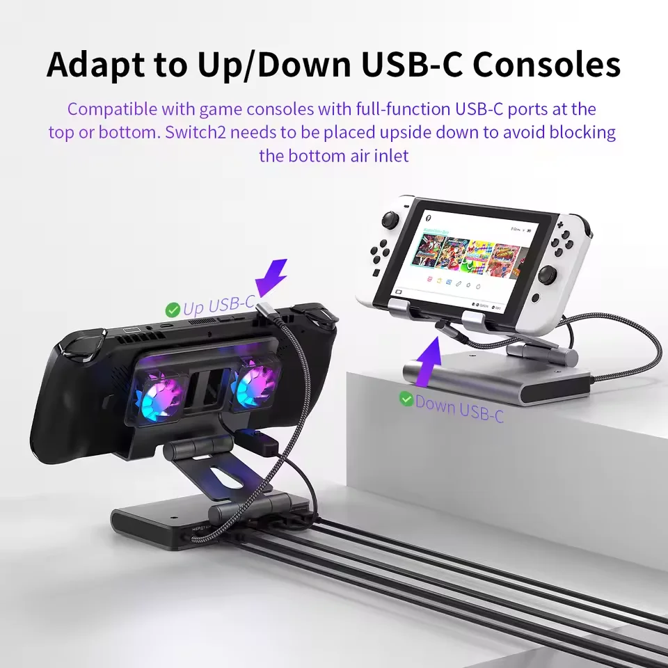 Switch2 듀얼 냉각 팬 4K@144Hz NS2 팬 냉각 도킹 PD100W 기가비트 네트워크 액세서리용 높은 재생률 도킹 스테이션