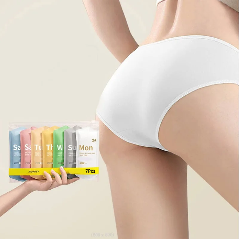 

7Pcs Disposable Panties White Wash-Free Elastic Low-Waist Breathable Briefs Panties Women's Portable Postpartum Period Underwear