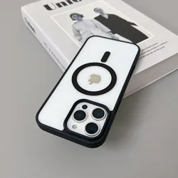 Luxury Transparent Magnetic Phone Case - Premium Clear Protective Cover - 12 Mini and 13 Mini (Black)
