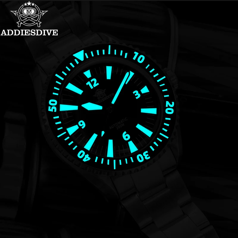 ADDIESDIVE Men Watch BGW9 Blue Luminous 20Bar Diver Sapphire Glass 316L Stainless Steel Ceramic Bezel Automatic Mechanical Watch