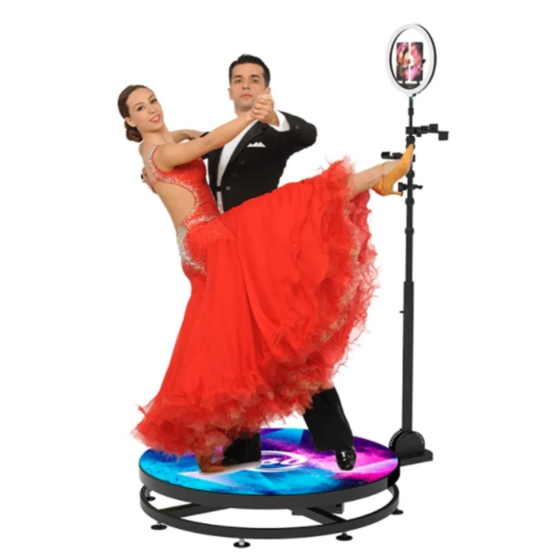 

Camera Accessories Automatic Spinning 360 Photo Booth Rotating Stand With Ring Light
