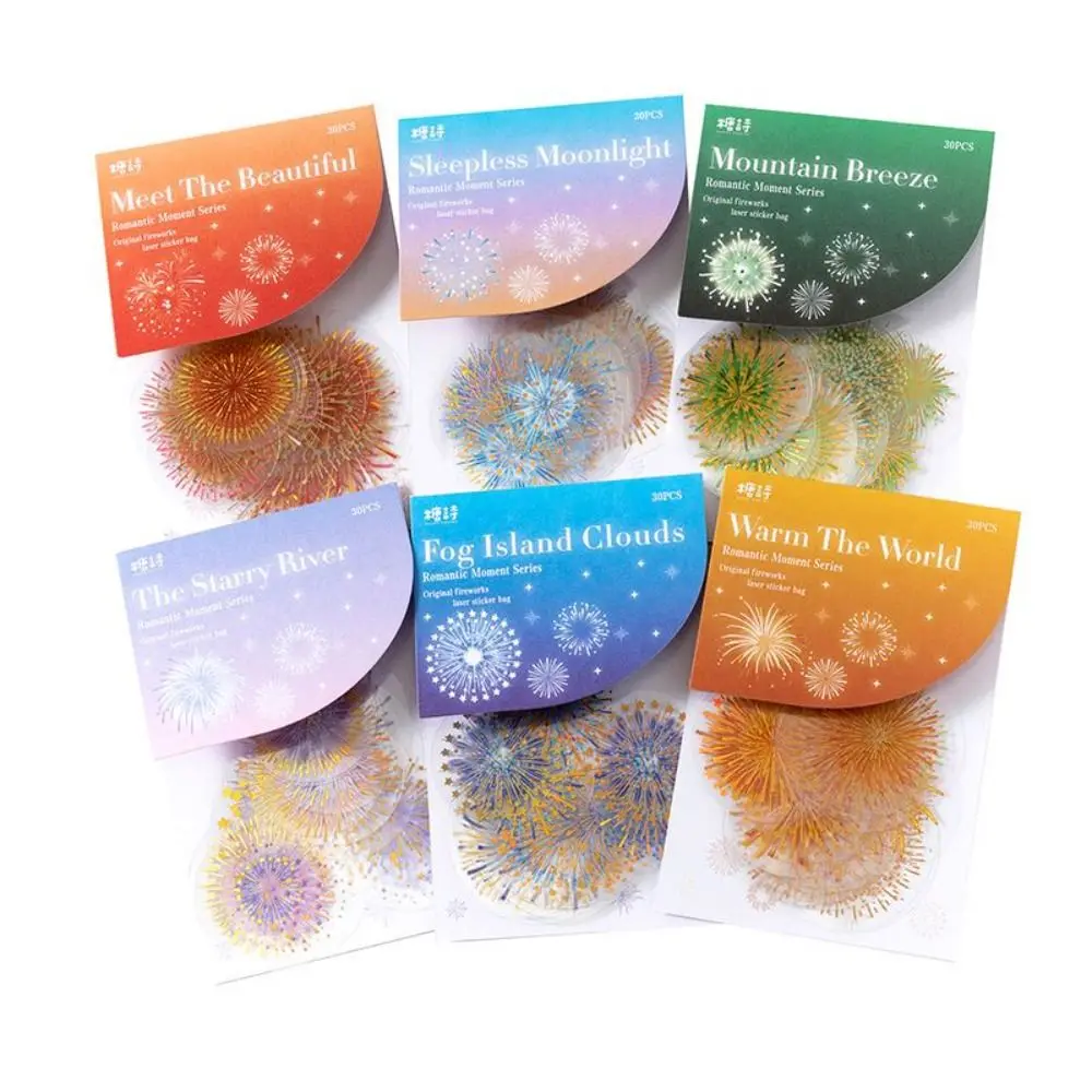 

PET Stickers Scrapbook Stickers Multicolored Transparent Stickers Fireworks Stickers for DIY