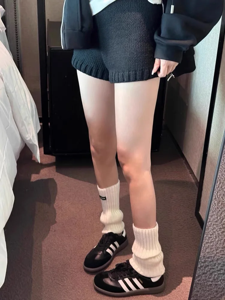 Korean Sle Woolen Knitted ort Pants Women's Faion Straight Leg Casual Trousers Autumn Winter New Arrival High Waist