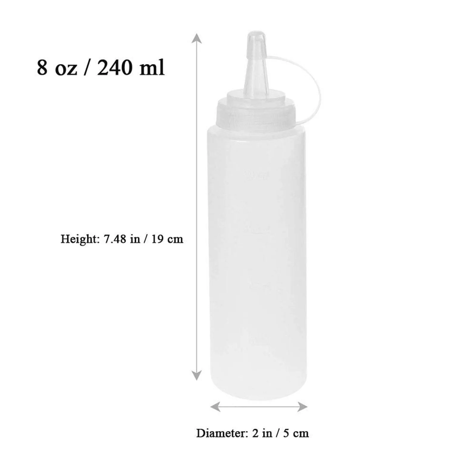 8-Pack Multipurpose Condiment Bottles For Dressing, More &ndash; Reusable Plastic Containers With Lids, Dishwasher Safe By 8 Oz/240 Ml