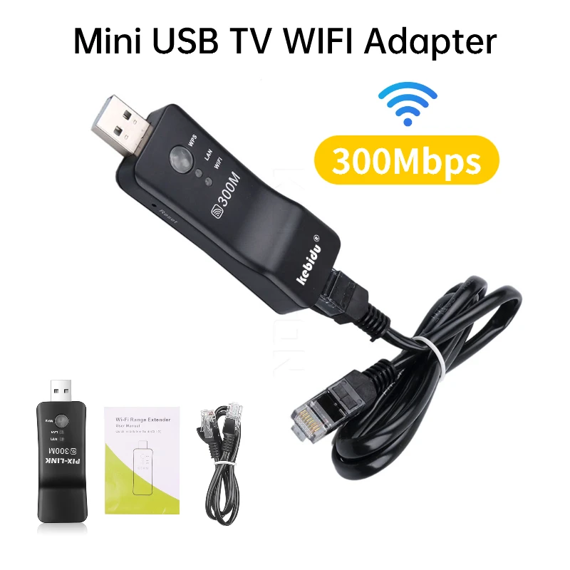 

Wireless USB Universal 300Mbps Smart TV Wifi Repeater Adapter TV Sticks RJ45 Ethernet Network Repeater for Samsung Sony LG TV