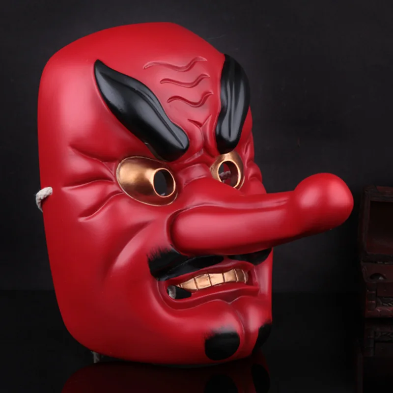 Japanese Noh Buddhism Prajna Mask Long Nose Dram Samurai Tengu Demon 