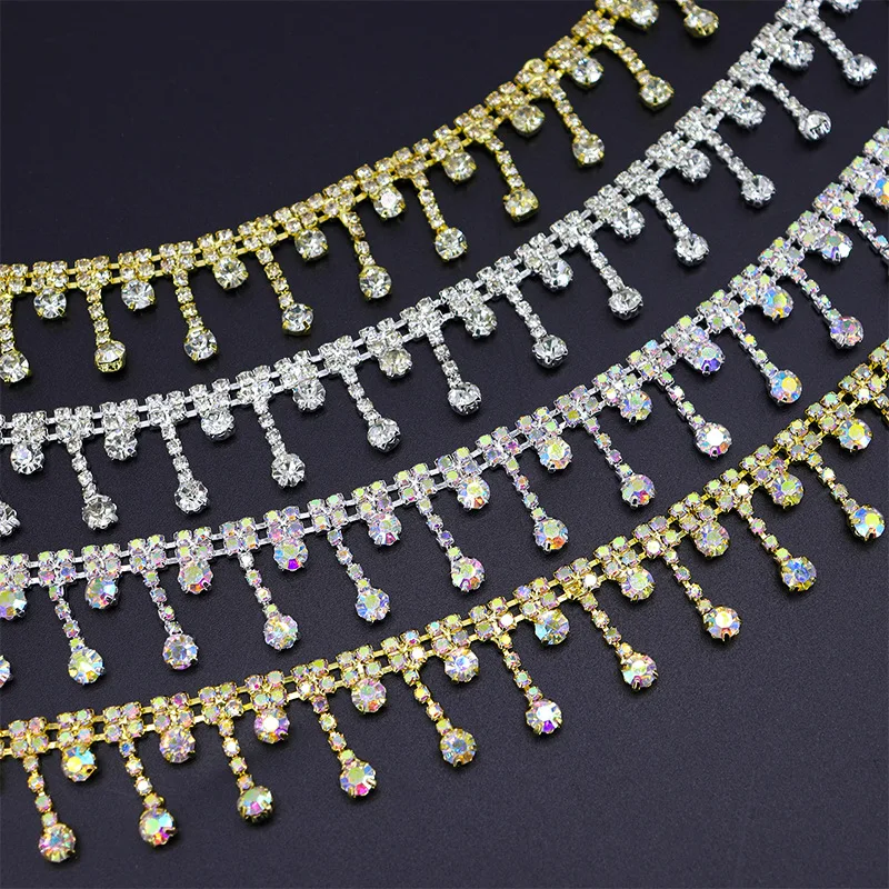 

45CM High Quality Short Tassel Crystal Code Chain Classic versatile clothing decoration accessories Sewn hat backpack cup chain