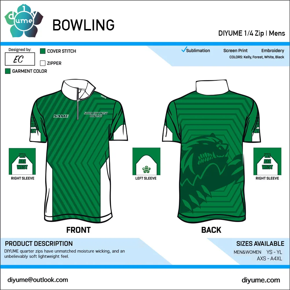 Bowling Short Sleeve Polo Shirt Men Women Youth Quarter Zip Casual Entertainment Blazer Quick Dry Breathable