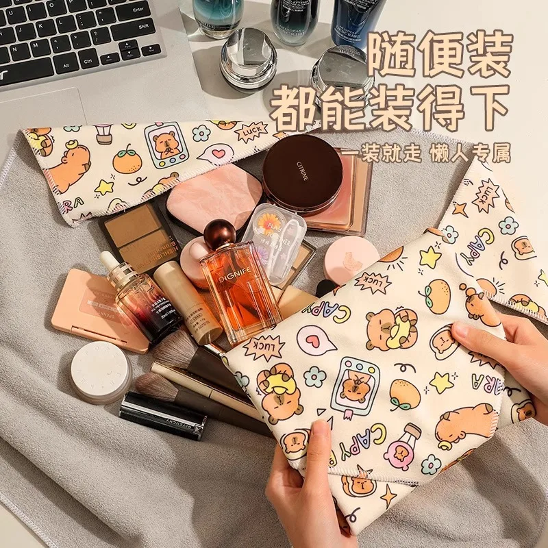 Magic Cloth 100-fold Cloth P Man Folding Cosmetic Bag Camera Wrap Cat Bag Cute Print Lazy Person 100-sticker Self-adhesive Bag