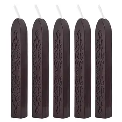 Pack of 5 Solid Color Sealing Wax Sticks for Envelopes, Invitations, and Gifts (Coffee)