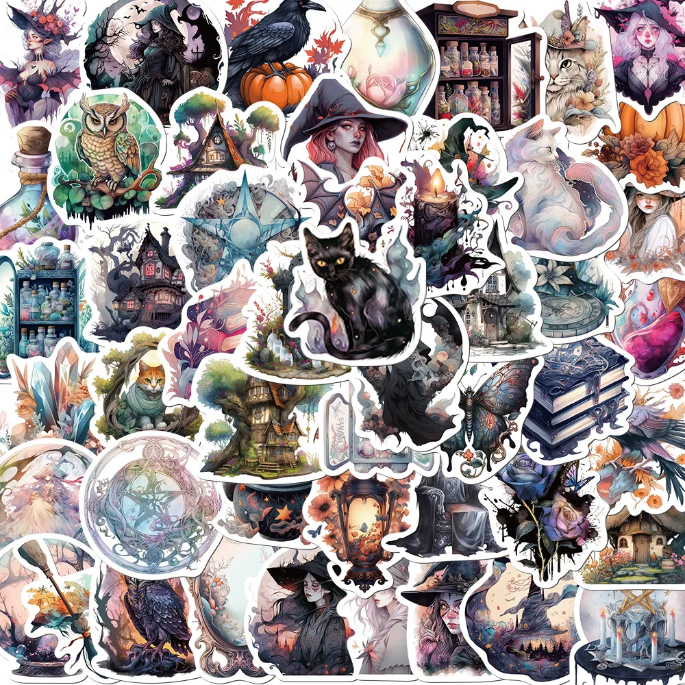 

10/30/50PCS Cool Magic Witch Gothic Cartoon Sticker Aesthetic Waterproof Stickers Decoration Sketchbook Scrapbook DIY Album