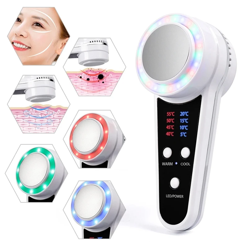 

Hot Cold Hammer Facial LED Photon Therapy Beauty Device Skin Lifting Tightening Anti Wrinkle Heating Cooling Compress Massager