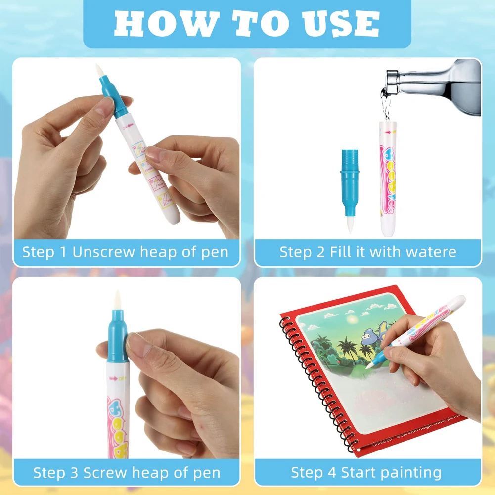 1pcs Magical Book Water Drawing Montessori Toys Reusable Coloring Book Magic Water Drawing Sensory Early Education Toys