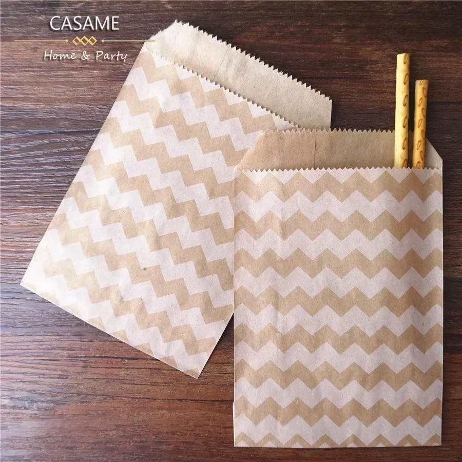 Kraft Paper Bags 50pcs 15x10cm Wave Dot for Packing Wrapping Gifting Small Business Supplies