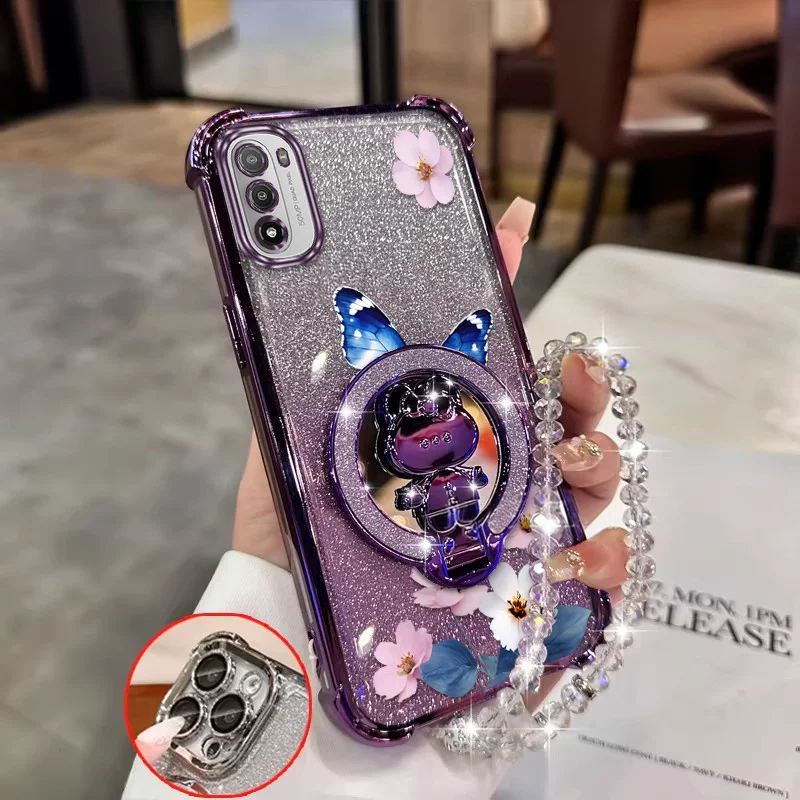 Elegant Winged Design Phone Case with Built-in Stand and Lanyard