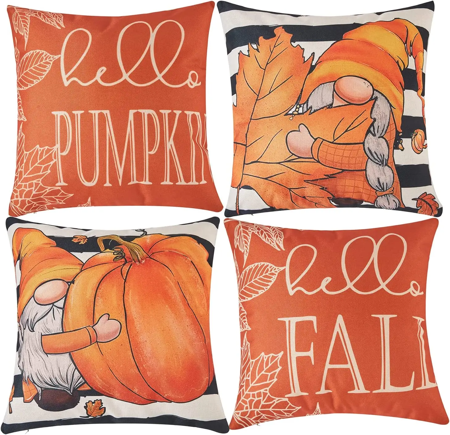 FallDecorPillowCovers18x18Setof4FallPillowCoversAutumnPumpkinFarmhouseThrow