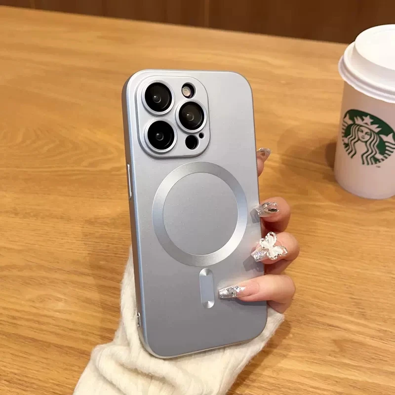 thumbnail image 1 of 2024 New Luxury Magnetic Matte Lens Protection Phone Case For iPhone 15 14 11 13 12 Pro Max Plus Magsafe Wireless Charging Cover, 1 of 5