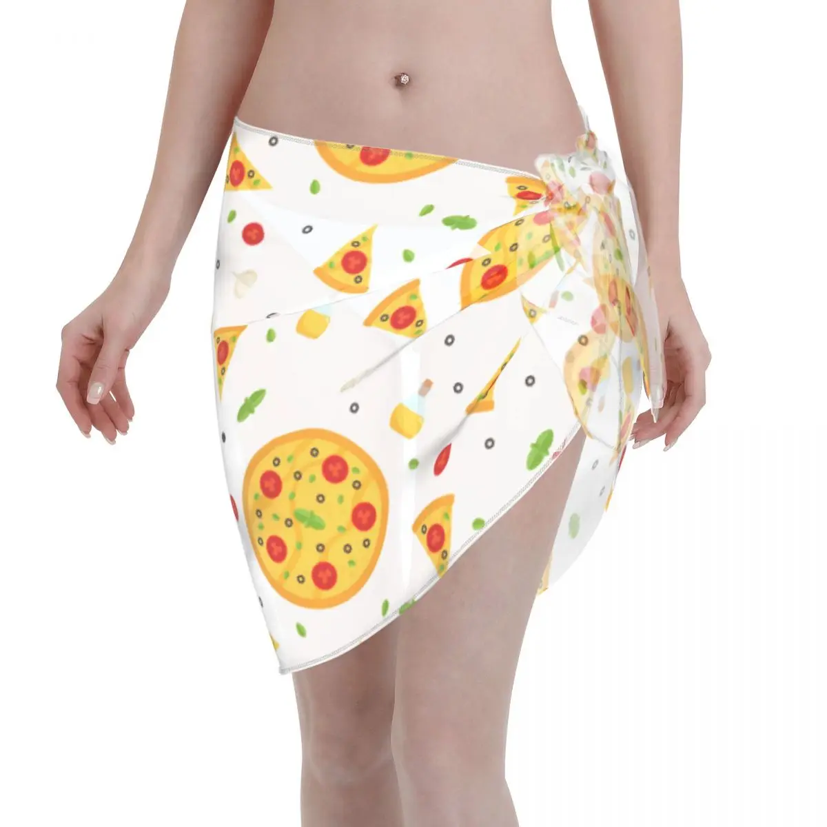 

Sexy Women Swimwear Pareo Delicious Pizza Pattern Cover Up Wrap Sarong Skirt Tortilla Food Beachwear Swimsuits Bikini Cover-Ups
