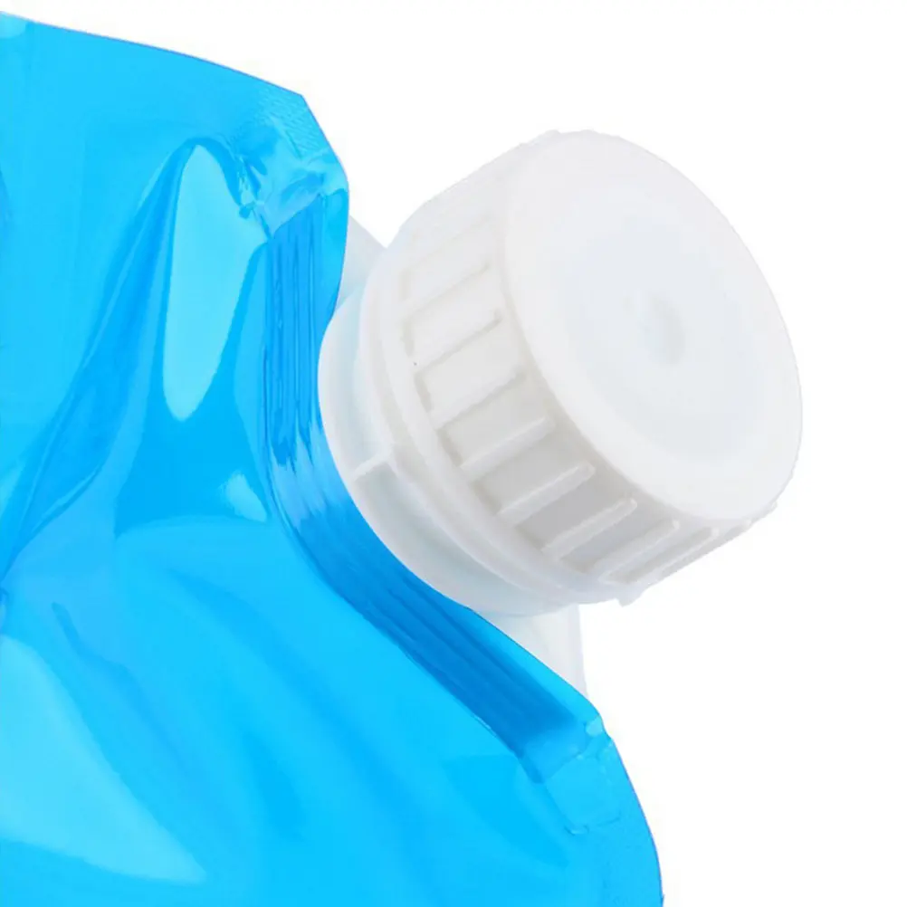 5L 휴대용 접이식 물주머니 야외용 대형 스크류 캡 손잡이 캠핑 하이킹 생존 물통 캐리어 블루