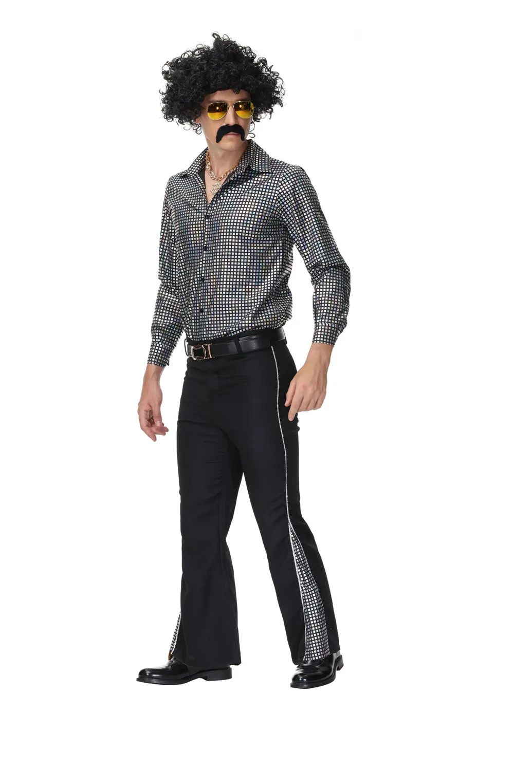 Retro 70s Hippie Cosplay Costume Halloween Costume Suit for Men Fancy Disguise Carnival Party Vintage Rock Disco Night Club